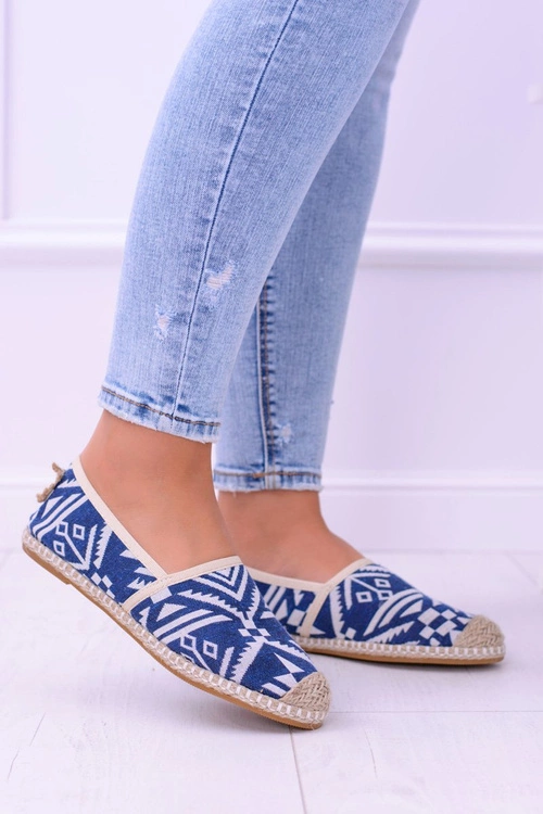 Lu Boo | Damskie Wsuwane Niebieskie Lniane Espadryle Aztec Bimbi