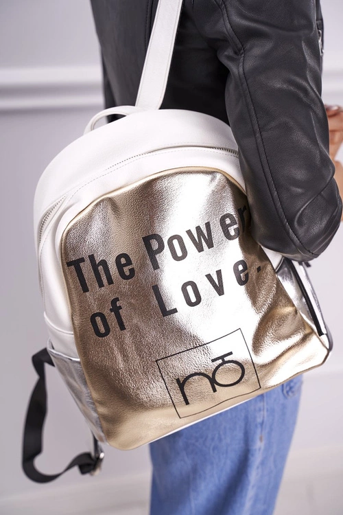 Klasyczny Plecak NOBO Biały ze Złotym NBAG-I1990-CM00