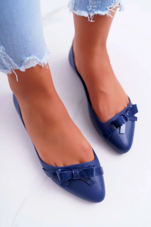 Damskie Balerinki Gumowe Granatowe Meliski Syntha