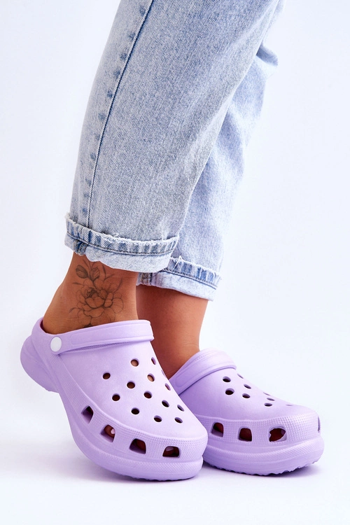 Piankowe Klapki Kroksy Na Masywnej Podeszwie Fioletowe Katniss