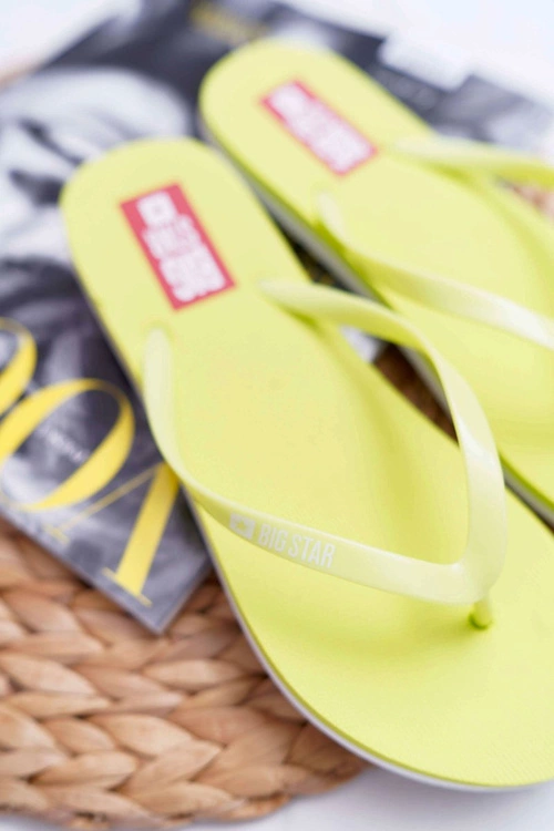 Klapki Damskie Japonki Big Star Neon Limonkowe AA274A129