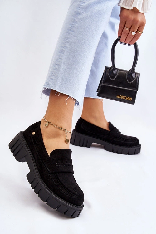 Damskie Zamszowe Wsuwane Półbuty Czarne Fiorell