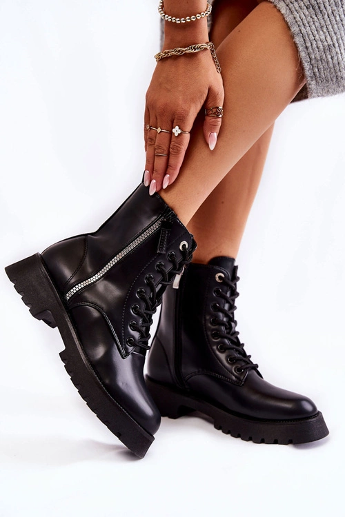Klasyczne Ocieplane Botki Czarne Romy