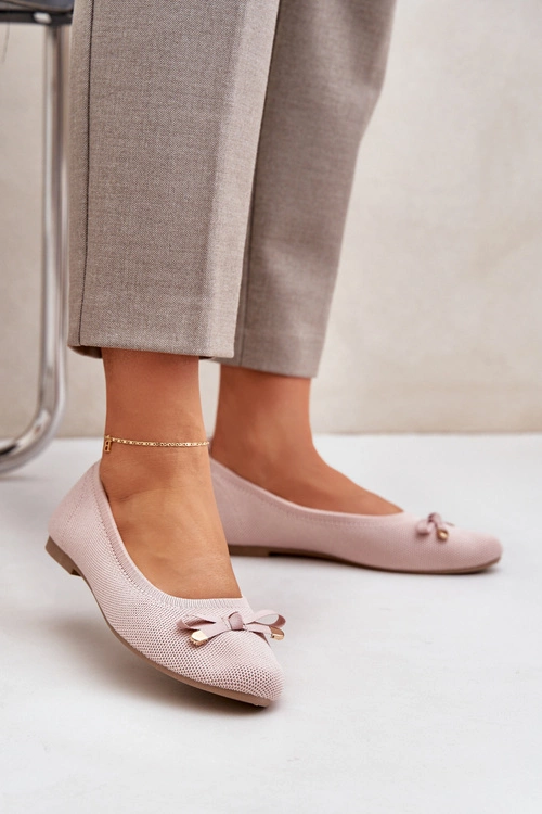 Siateczkowe Baleriny Z Kokardką Różowe Bianila