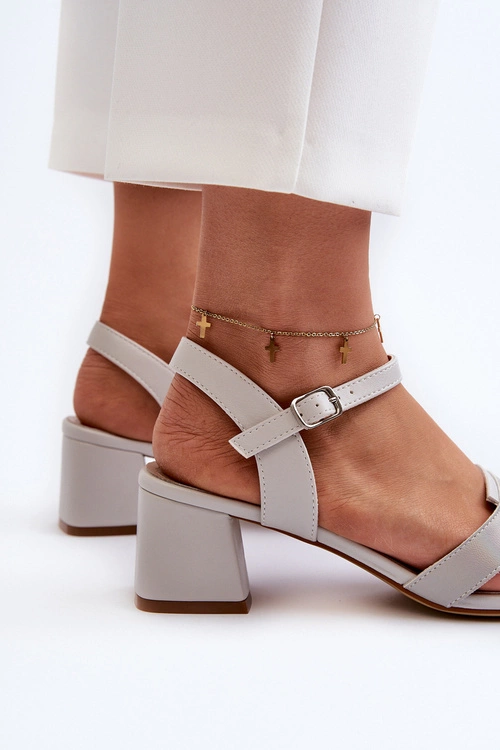 Sandały Damskie Na Obcasie Z Eko Skóry Sergio Leone SK894 Szare