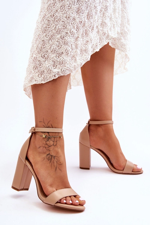 Sandały Na Obcasie Beżowe Individual