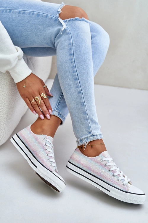 Trampki Damskie Ozdobione Cekinami Multikolor Nolrina