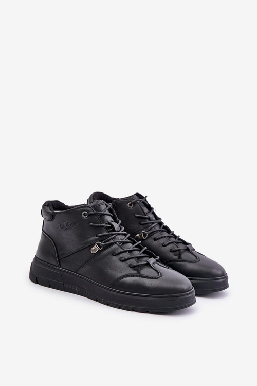 Skórzane Ocieplane Botki Sneakersy Męskie Lee Cooper LCJ-24-33-2913 Czarne