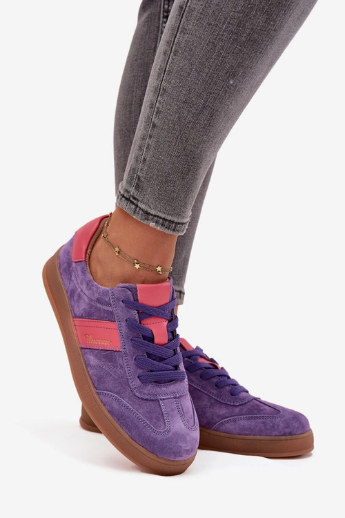 Zamszowe Sneakersy Damskie Vinceza 79576 Fioletowe