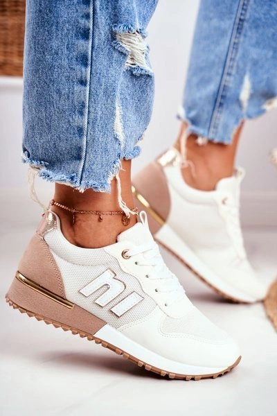 Damskie Sportowe Buty Sneakersy Biało-Beżowe Maddie