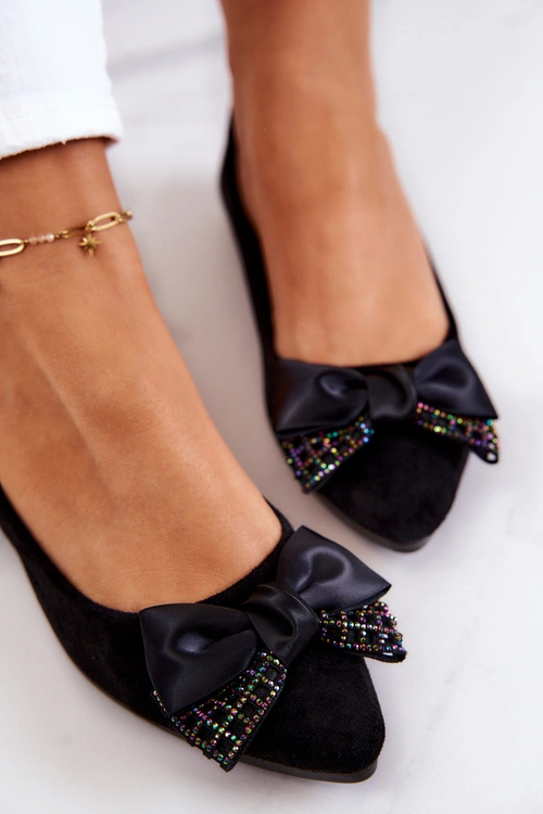 Klasyczne Baleriny Kokarda Czarne Grayson