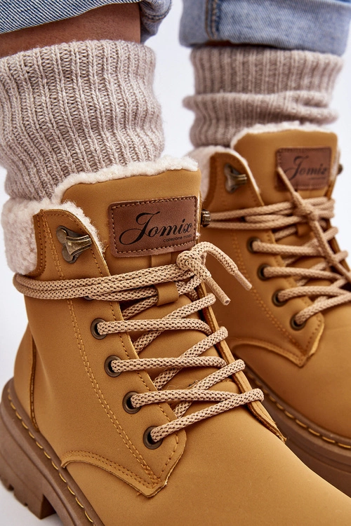 Trapery Damskie Skórzane Z Kożuchem Camel Lynnvia