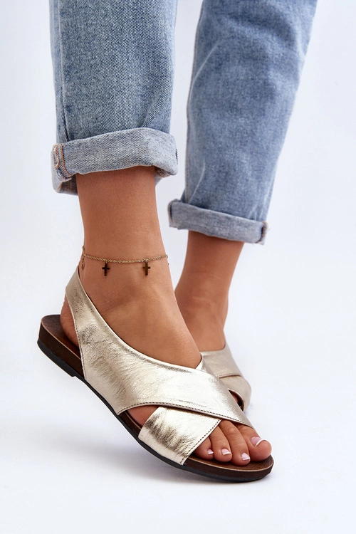 Zazoo 40407 Sandały Skórzane Damskie Złote