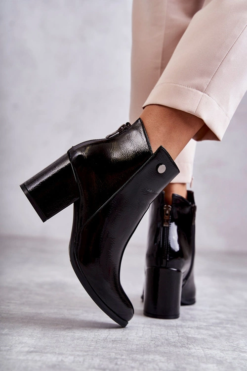 Damskie Lakierowane Botki Na Suwak La.Fi 260039B-LA Czarne