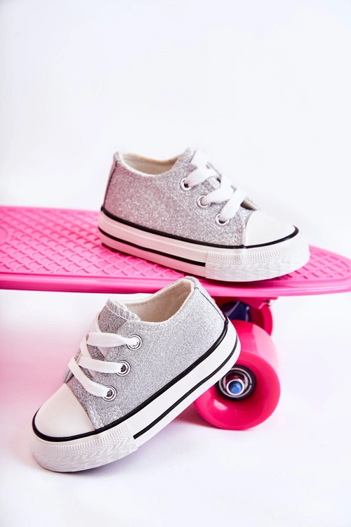 Dziecięce Trampki Wiązane Srebrne Wella