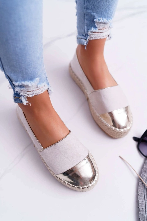 Espadryle Damskie Beżowe Platforma Ringer