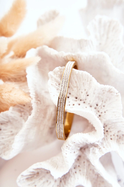 Damska Bransoletka Stalowa Z Ozdobnymi Cyrkoniami Złota