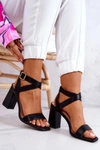 Eleganckie Sandały Na Słupku Czarne Michele