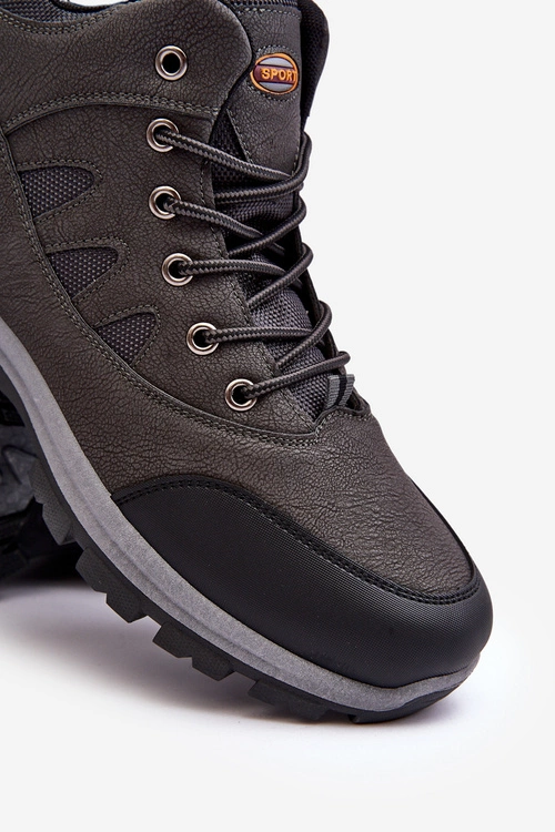 Męskie Klasyczne Buty Trekkingowe Szare Gometti