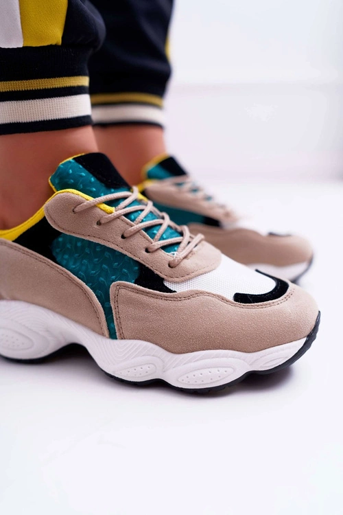 Sportowe Damskie Buty Zamszowe Zielono Żółte Lollipop
