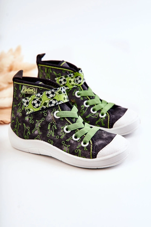 Wysokie Dziecięce Trampki Piłkarz Befado 268X070 Szaro-Zielone