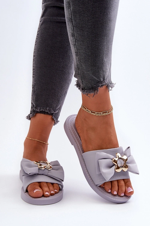 Klapki Damskie Z Kokardą Lawendowe Arsicada