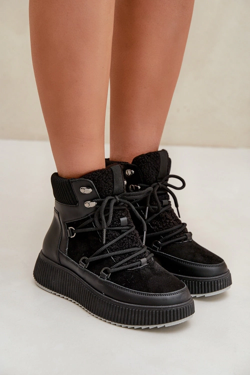 Niskie Śniegowce Na Platformie Czarne Naliora