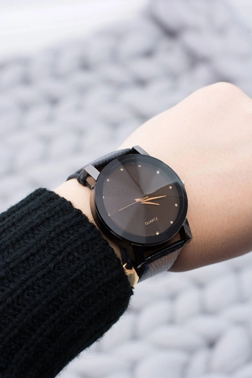 Elegancki Zegarek Damski Czarny na Pasku