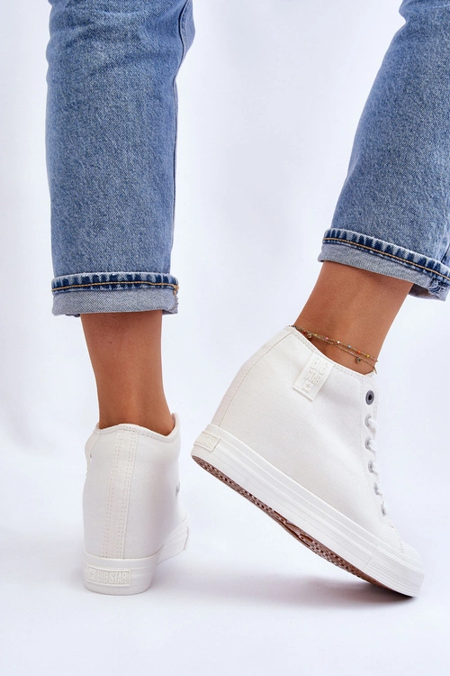 Wysokie Trampki Na Ukrytym Koturnie Big Star LL274035 Białe