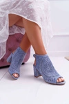 Damskie Sandały Na Słupku Peep Toe Błękitne Florina
