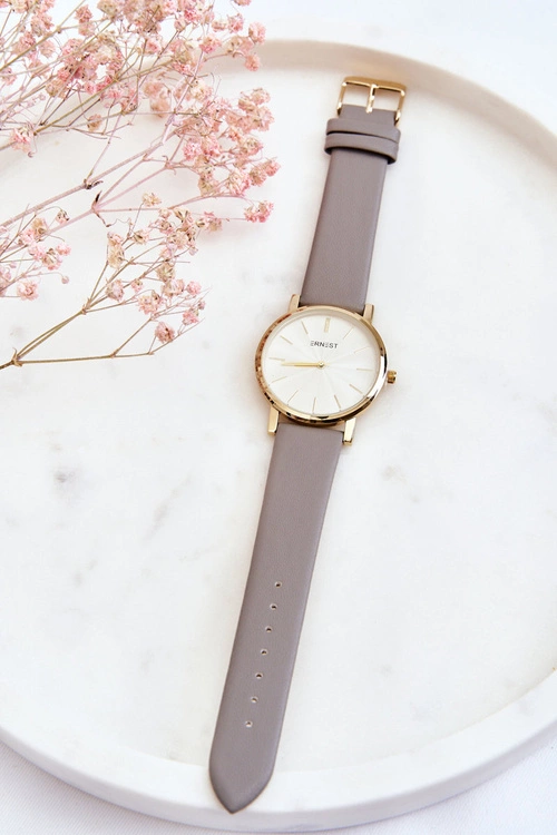 Damski Zegarek Ze Złotą Kopertą Ernest Szary Vega