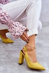 Czółenka W Szpic Na Obcasie Żółte Alanza