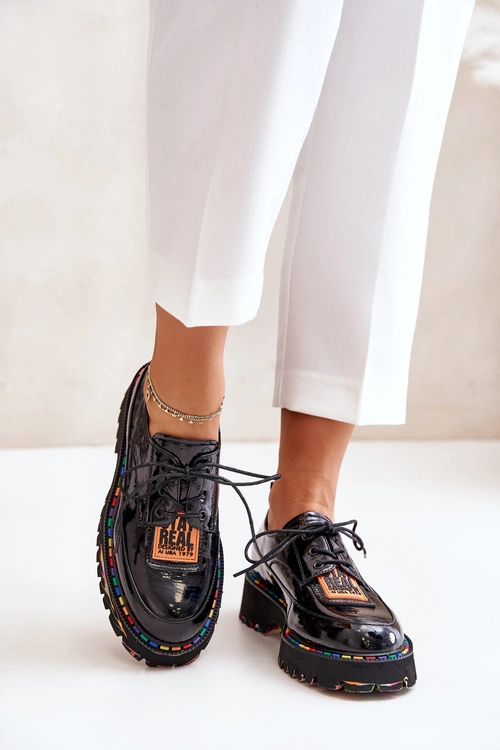 Lakierowane Półbuty Damskie Sznurowane Artiker 55C0499 Czarne