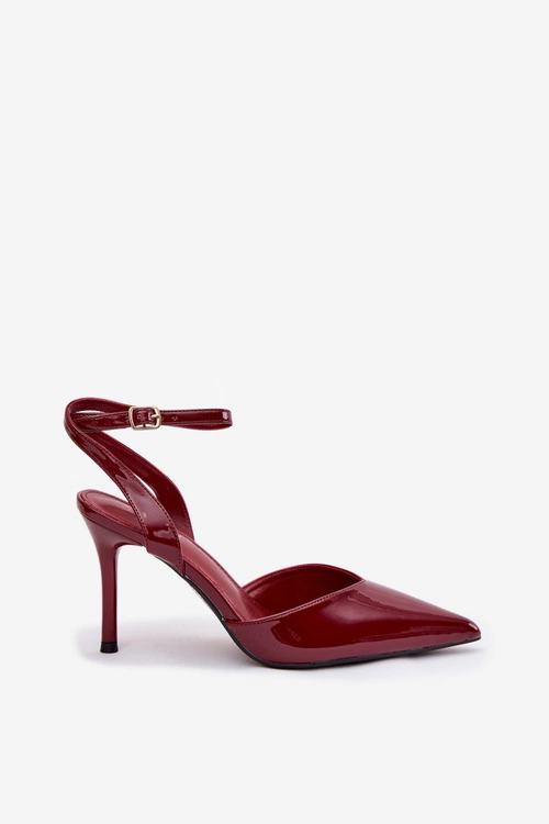 Lakierowane Szpilki Z Odkrytą Piętą Bordowe Laretta