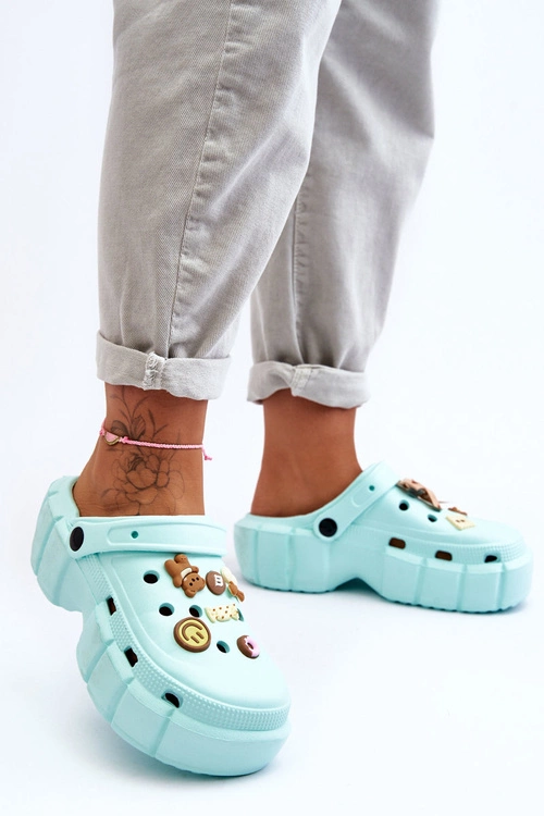 Damskie Piankowe Klapki Kroksy Z Ozdobami Zielone Marlett