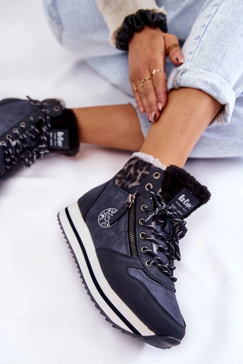 Damskie Botki Ocieplane Lee Cooper LCJ-22-31-1450 Granatowe