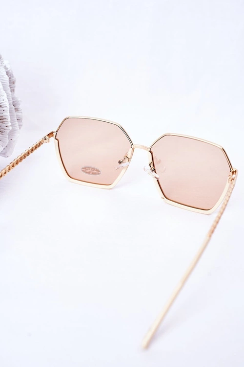 Geometryczne Okulary Przeciwsłoneczne Beżowe