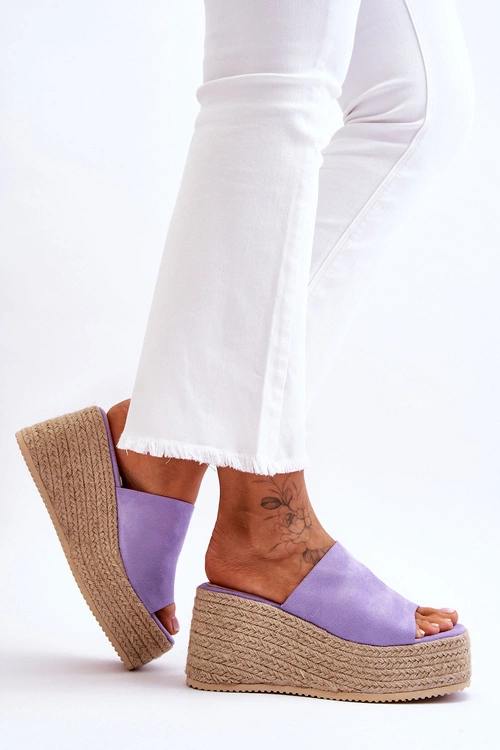 Damskie Klapki Na Koturnie I Platformie Fioletowe Ysabel