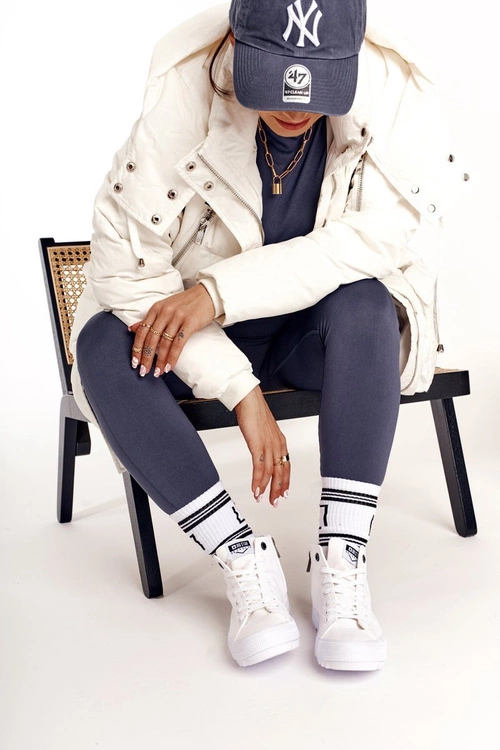 Damskie Wysokie Trampki Na Dużej Podeszwie BIG STAR FF274241 Białe