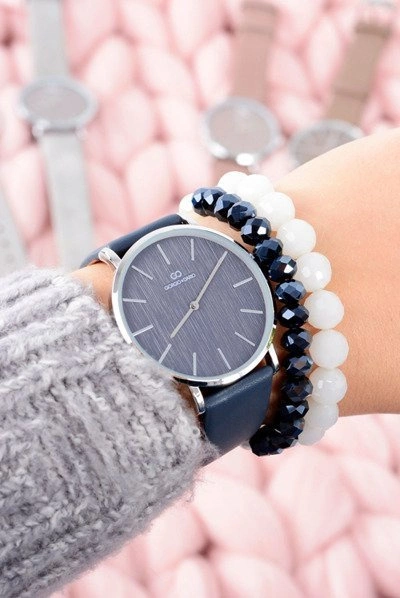 Granatowy Stylowy Skórzany Damski Zegarek Giorgio&Dario