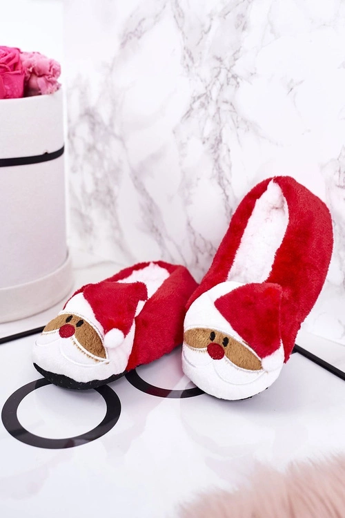 Świąteczne Dziecięce Papcie Z Mikołajem1 Czerwone Xmas