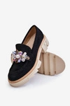 Damskie Półbuty Mokasyny Z Ozdobami Czarne Issac