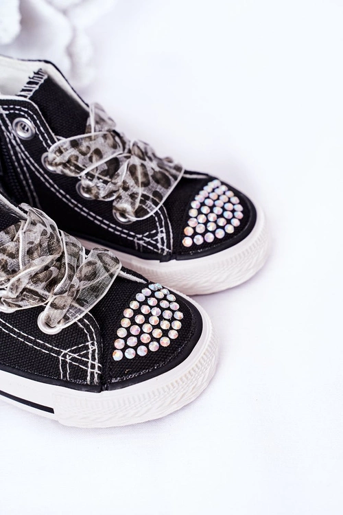 Dziecięce Trampki Z Cyrkoniami Czarne Smile