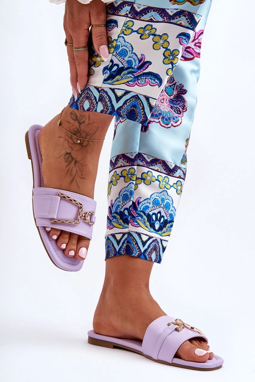 Damskie Klasyczne Klapki Z Ozdobą Fioletowe Impressive