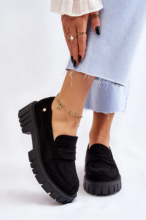 Damskie Zamszowe Wsuwane Półbuty Czarne Fiorell