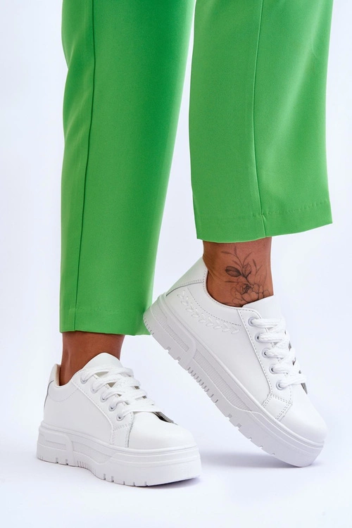 Wygodne Damskie Buty Sportowe Na Platformie Białe Devan