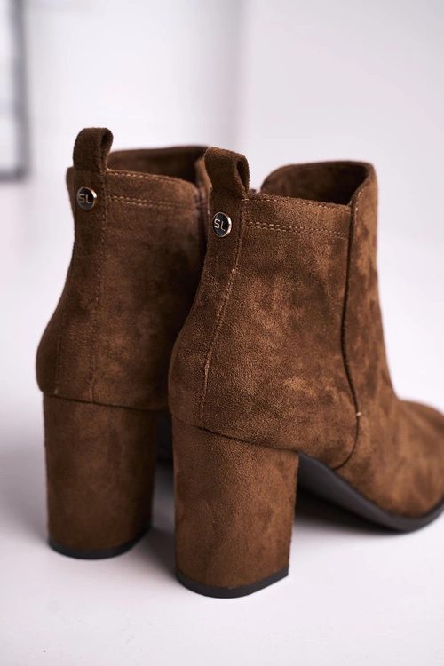 Botki Damskie Na Słupku Sergio Leone Oliwkowe BT508