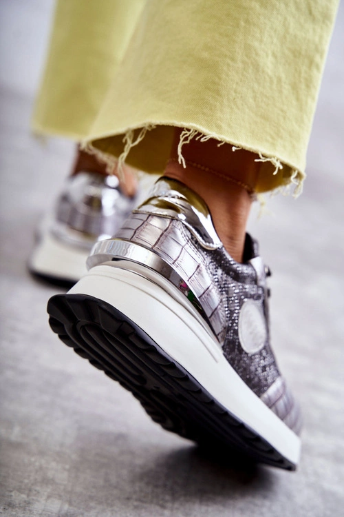 Damskie Buty Sportowe Na Koturnie GOE KK2N4083 Srebrne