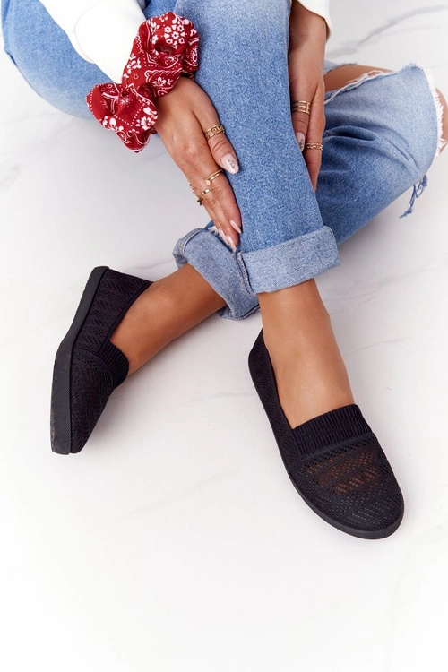 Ażurowe Wsuwane Tenisówki Slip-On Czarne Chillout