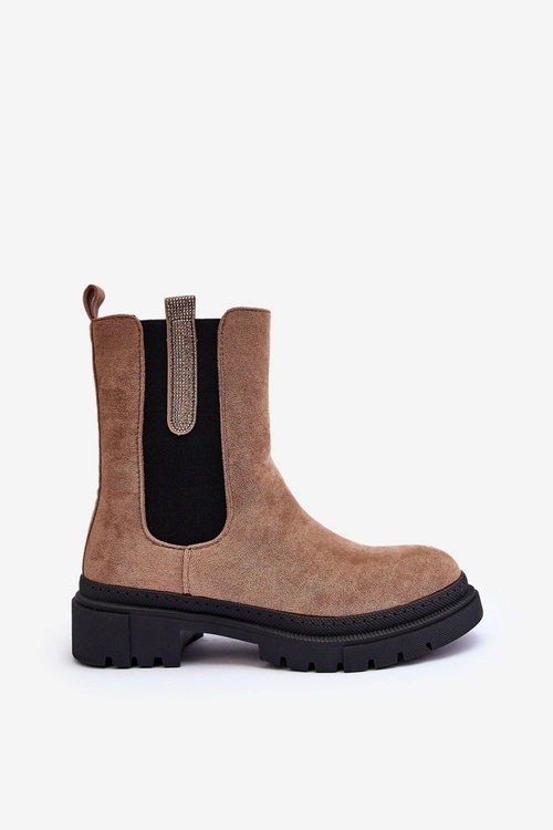 Sztyblety Botki Damskie Zamszowe Beżowe Alexetta